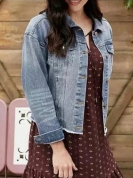 Matilda Jane Light Denim Jean Jacket in Faded Blue - Picture 1 of 6